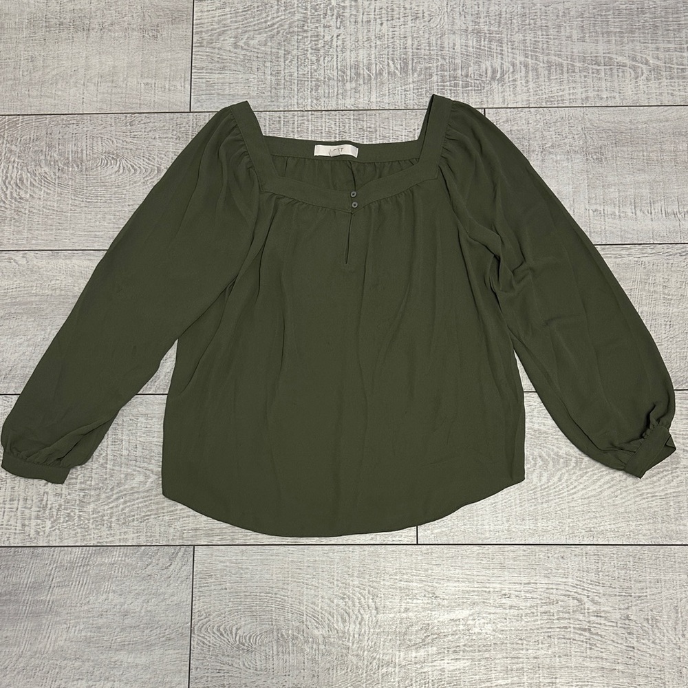 LOFT Olive Green Long Sleeve Blouse